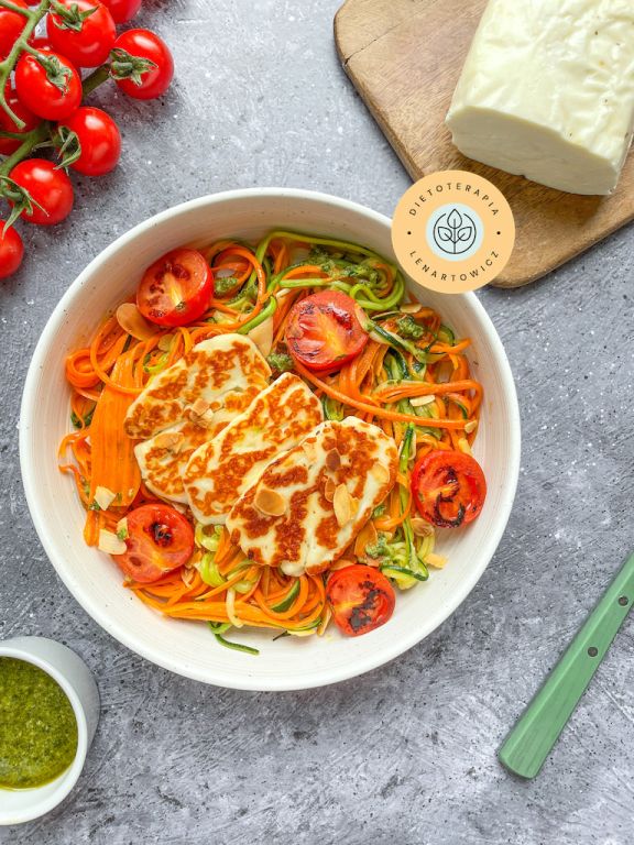 Ciepła kolacja z grillowanym halloumi i warzywami, prosto z diety LOW CARB dla osób na redukcji, bez efektu jojo.