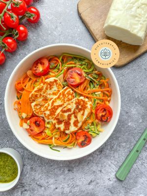 Ciepła kolacja z grillowanym halloumi i warzywami, prosto z diety LOW CARB dla osób na redukcji, bez efektu jojo.